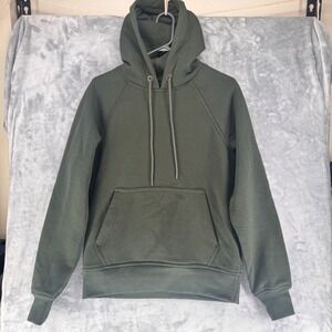 Flint and Tinder Olive Green Raglan Sleeve Hoodie Sweatshirt Made in USA XS
